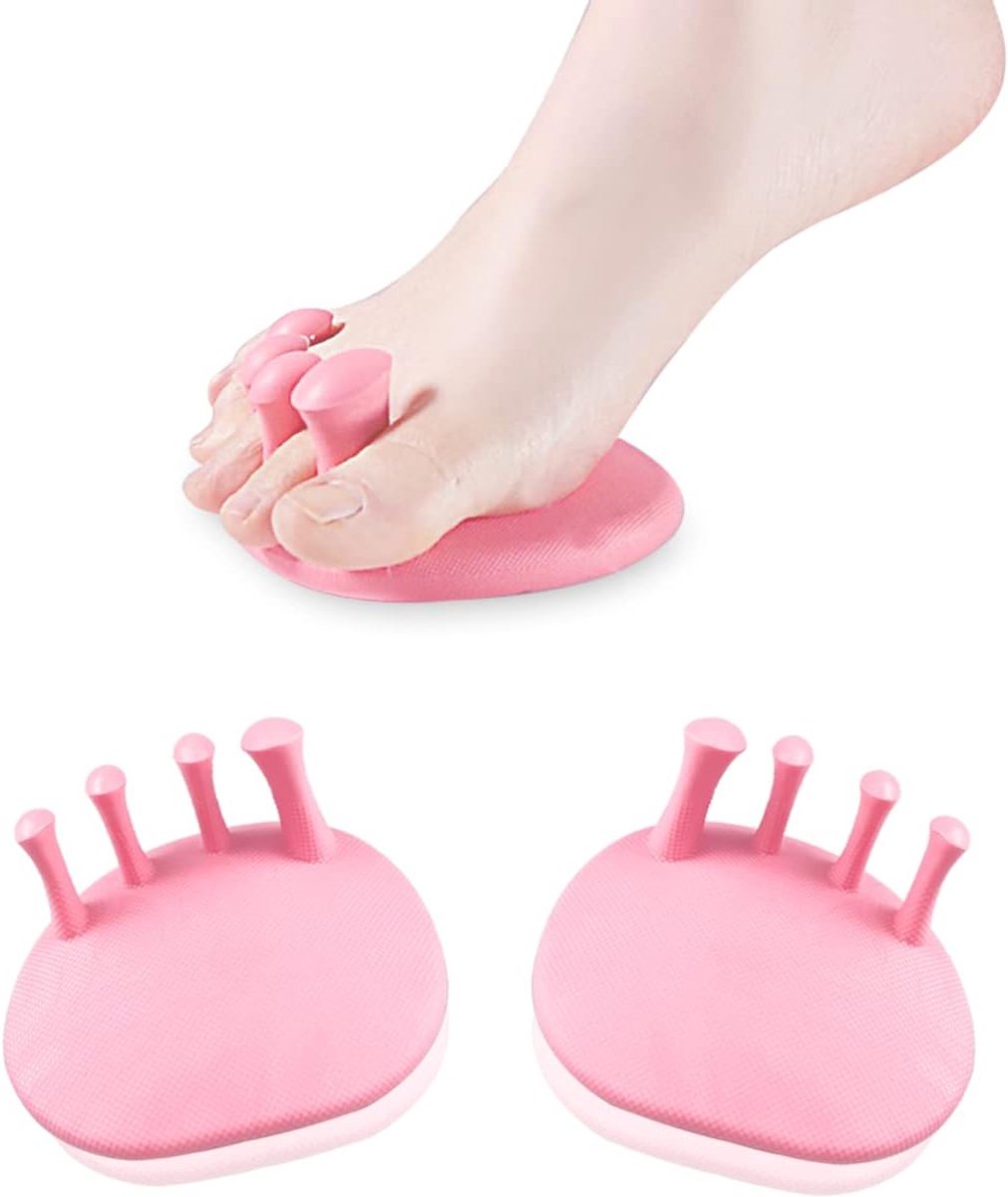 2-delige voetboogtrainer - Siliconen corrector voor platte voeten - Met teenscheider - Hulpmiddel voor verlichting van plantaire fasciitis - Draagbare voetversterker van 11 cm - Roze