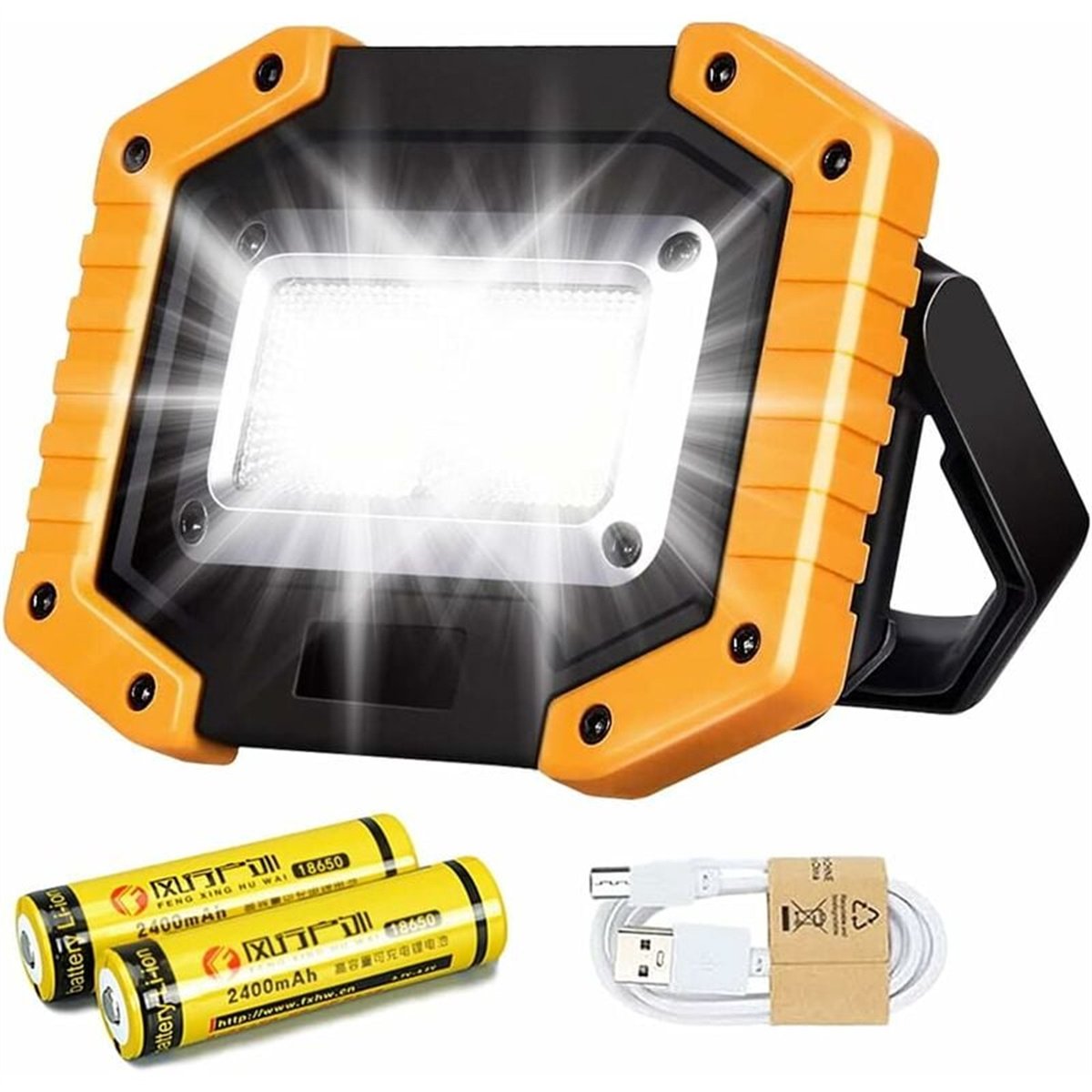 Ynkkvre -Draagbare LED Bouwlamp - 2000 Lumen - 30W Energiebesparend + 180° Verstelbare Lampkop - 1 - Camping & Buitenshuis Gebruik