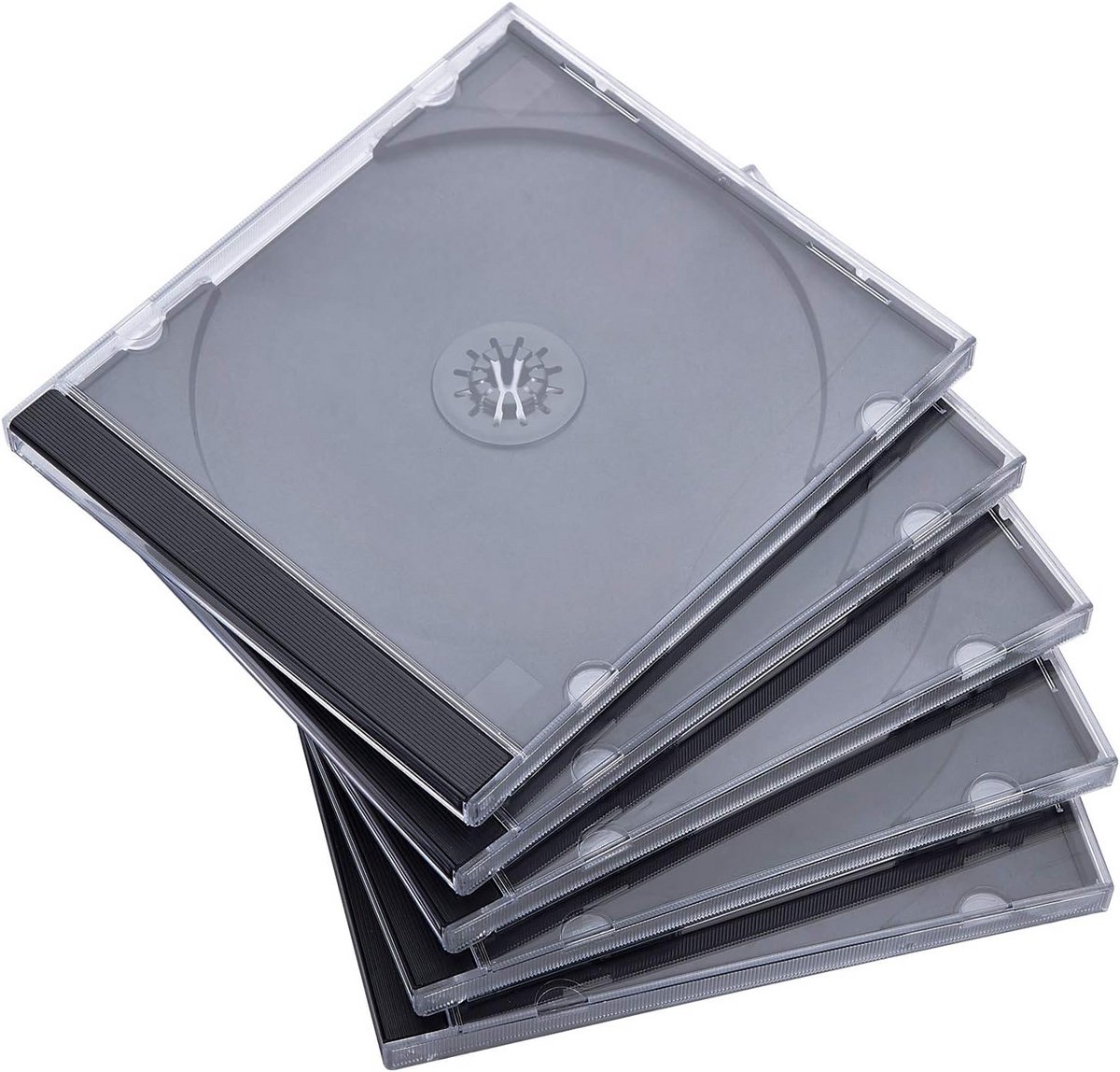 Set van 10 Standaard CD Hoesjes Transparant met Zwarte Binnenplaat - Slimline Jewel Case