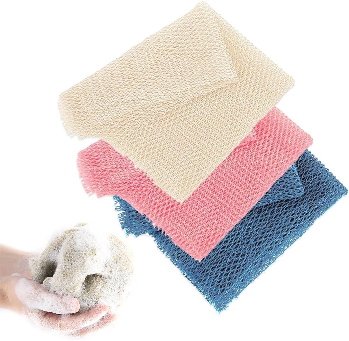 Dagelijkse Afrikaanse badsponsen voor lichaamsscrub, set van 3 stuks