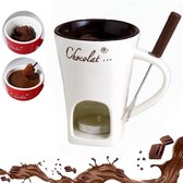 Chocolade Smeltbeker - Smeltbeker - Keramisch materiaal - Met Vorkjes Voor Feestjes Verjaardagen - Verwarmende smeltbeker Voor Desserts En Snacks - Eenvoudig Schoonmaken - Beker - Wit