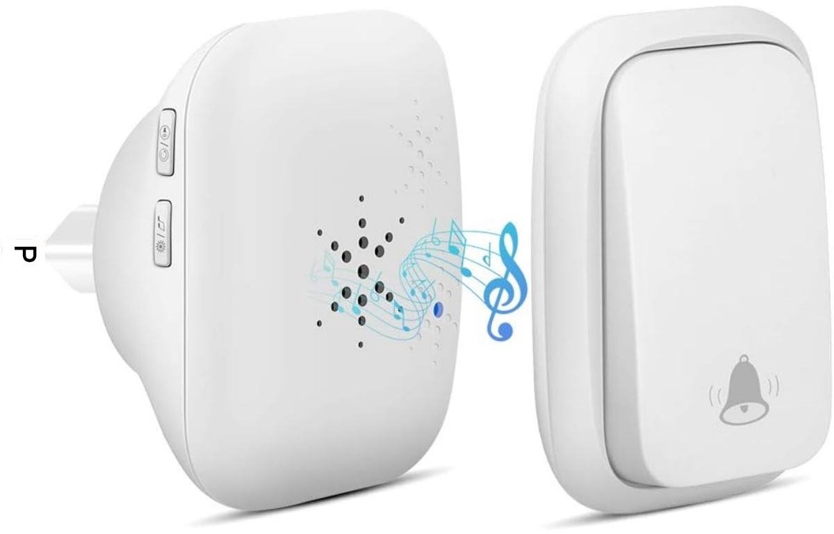 longziming -Draadloze deurbel zonder batterijen - Plug & Play installatie - Waterdicht en duurzaam - 100m bereik - 38 beltonen & 4 volumestanden - Voor thuis, kantoor & appartementen - Wit