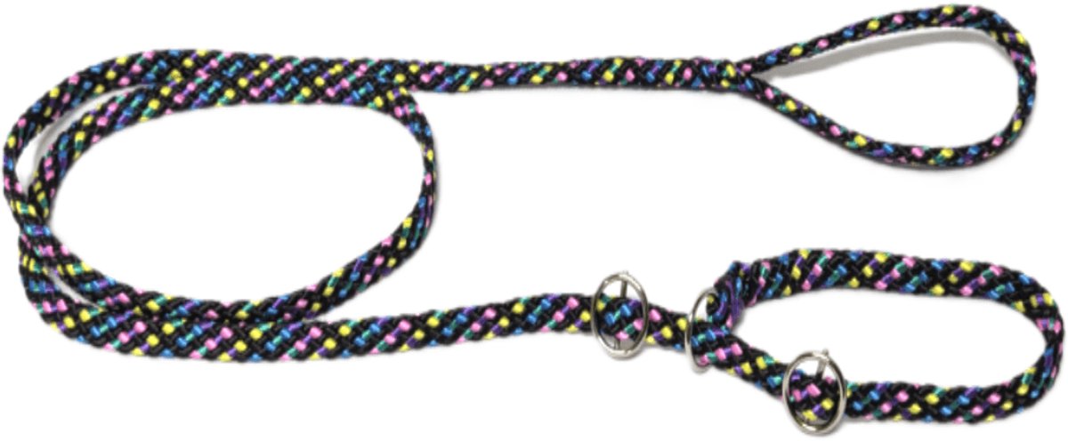 Chikko Quality - Vanglijn met Dubbele Stop - Zwart/Geel/Roze/Blauw - 165cmx10mm