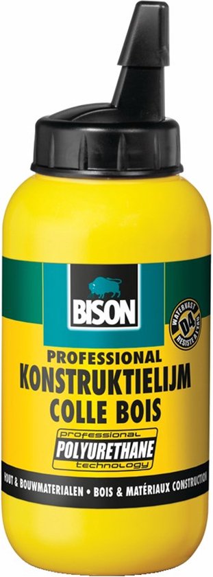 Foto: Bison houtkonstruktielijm flacon 250g vloeibare watervaste lijm op basis van polyurethaan professioneel d4 watervast supersterk overschilderbaar temperatuur en werbestendig