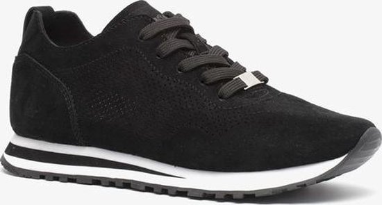 Hush Puppies suede dames sneakers - Zwart - Maat 38 - Echt leer -  Uitneembare zool | bol.com