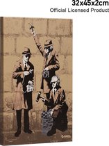 Banksy Graffiti - Spy Booth Wall - Wanddecoratie - Premium Kwaliteit - Canvas Print - Canvas Schilderijen - Muur Schilderijen - Canvas - Wanddecoratie - Afmeting 32cm x 45cm 2cm Di
