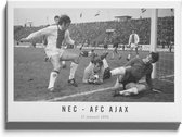 Walljar - Poster Ajax met lijst - Voetbal - Amsterdam - Eredivisie - Zwart wit - NEC - AFC Ajax '70 - 50 x 70 cm - Zwart wit poster met lijst