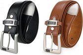 Ridgeback-riem , leer , 115 cm. , breedte 3,8 cm. , 2 stuks , 1 zwart , 1 bruin.