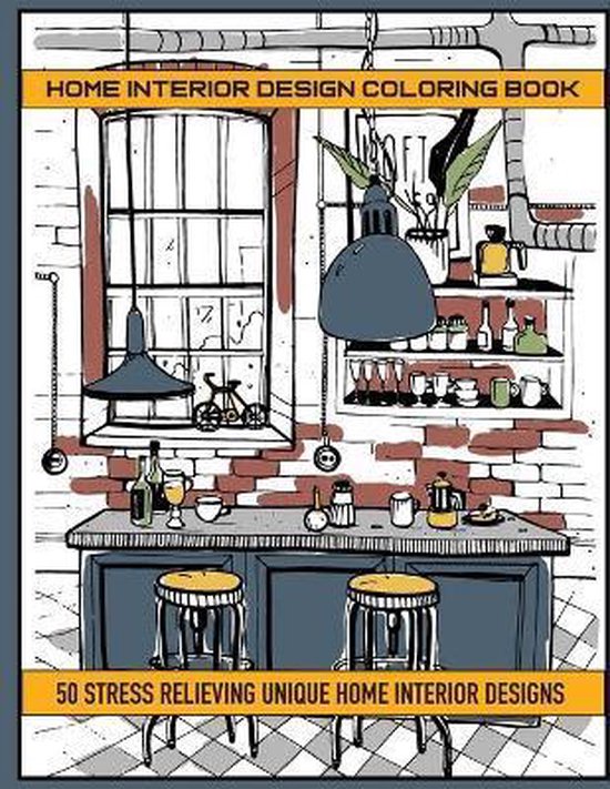 Home Interior Design Coloring Book - cover
