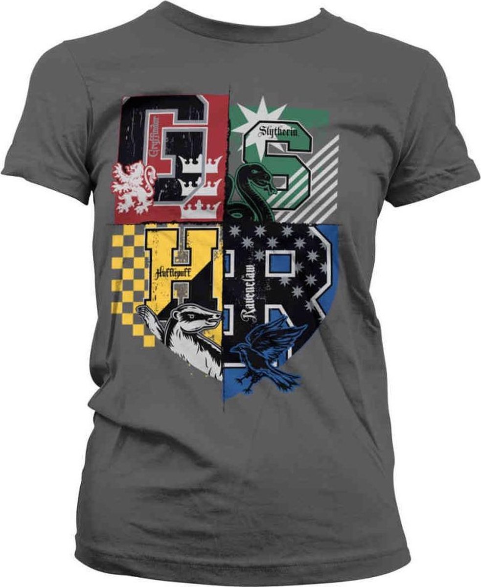 Harry Potter Dames Tshirt -L- Dorm Crest Grijs