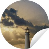 Tuincirkel Vuurtoren - Wolken - Zon - 60x60 cm - Ronde Tuinposter - Buiten