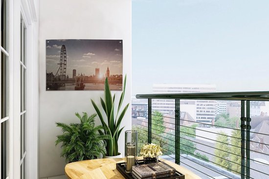 Sunset at the London Eye in England Garden poster 60x40 cm - petit - Toile de jardin / Toile d'extérieur / Peintures pour l'extérieur (décoration de jardin)