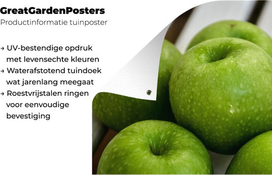 Affiche de jardin Six Granny Smith pommes en vrac 90x60 cm - Toile de jardin / Toile d'extérieur / Peintures pour l'extérieur (décoration de jardin)