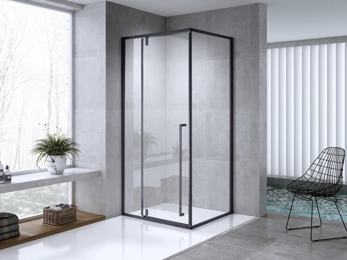 Mawialux douchecabine 100x80x200cm - 6mm veiligheidsglas met nano coating - Rechthoek - Mat zwart - Nevada 1080 MZ
