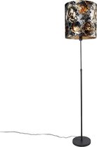 QAZQA parte - Moderne Vloerlamp | Staande Lamp met kap - 1 lichts - H 191 cm - Bloemen print - Woonkamer | Slaapkamer
