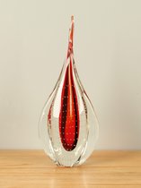 Glazen beeld rood/zwart, 40 cm, Glasdruppel, glazen pegel, glasobject, glassculptuur