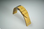 Horlogeband - Echt Leer - 22 mm - mosterd geel - gestikt - studs - Stoer