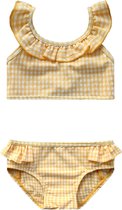 Bikini Ruffle - Geel met Wit geblokt / Checks - Gold Checks (valt klein)