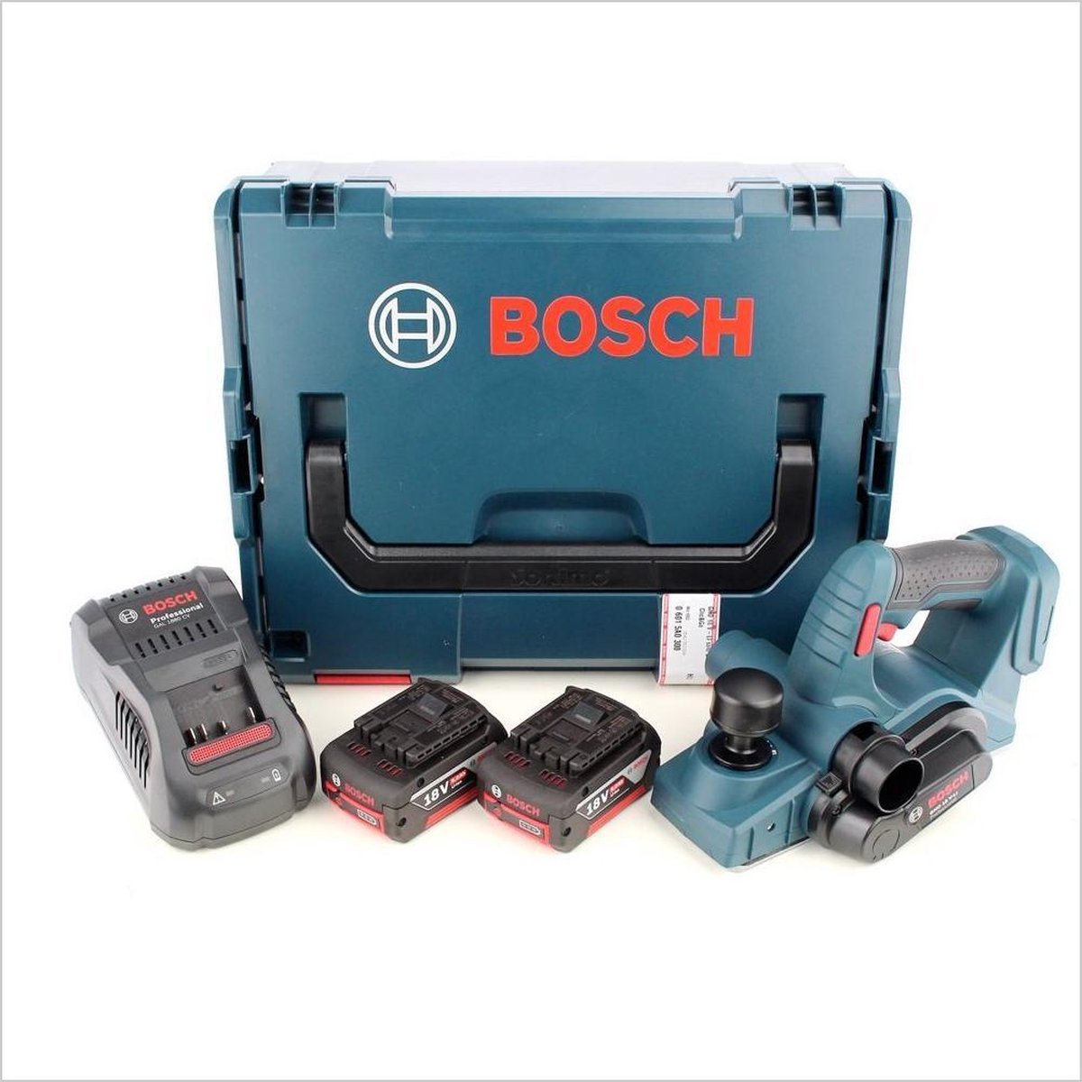 Bosch Professional GHO 18 V-LI Accu schaafmachine Met 2x 5 0Ah accu's GAL 1880 CV snellader en L-BOXX