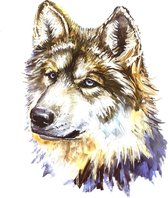 Wolf Wolfshond Strijk Applicatie Bruin 18 cm / 25 cm / Bruin Beige Grijs
