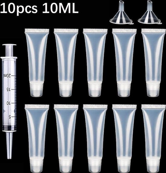 Lege Lipgloss Tube 10ml (10x) - Lipgloss DIY - Lipstick - Lipgloss Maken - Do it Yourself - Cosmetica - Lipgloss Base - Bonstorm