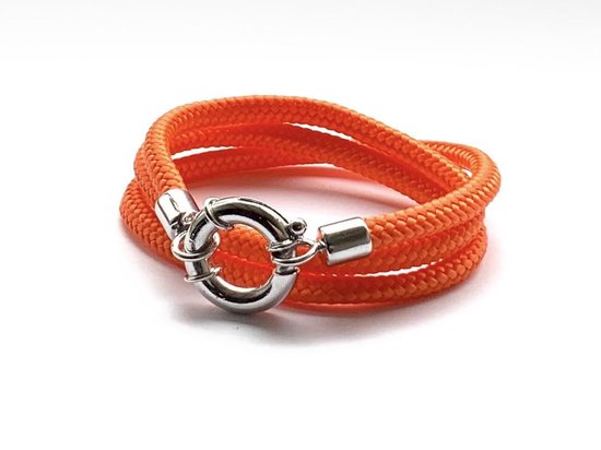 Jolla - dames wikkelarmband  - zilver - touw - Classic Rope - Oranje