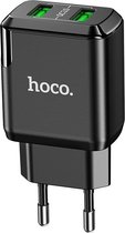 HOCO N6 Charmer - 2-Poort Oplader QC3.0 - EU Plug - Snellader - Voor Android Smartphones - Zwart