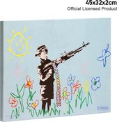 Banksy Graffiti - Crayon Shooter - Wanddecoratie - Premium Kwaliteit - Canvas Print - Canvas Schilderijen - Muur Schilderijen - Canvas - Wanddecoratie - Afmeting 32cm x 45cm 2cm Di