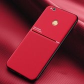 Voor Huawei Honor 8 Lite Classic Tilt Strip Grain Magnetisch Schokbestendig PC + TPU Case (Rood)