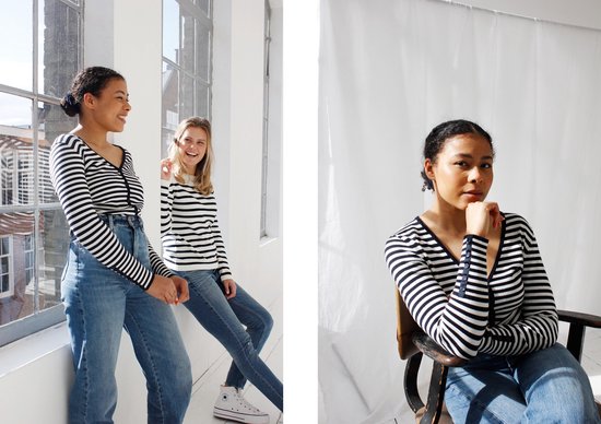 JOLIE! Company - Basis à rayures pour femmes - cardigan court modèle-Leonie - S