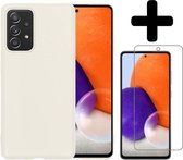 Samsung A72 Hoesje Met Screenprotector - Samsung Galaxy A72 Case Cover - Siliconen Samsung A72 Hoes Met Screenprotector - Wit