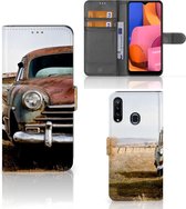 Bookcover Geschikt voor Samsung Galaxy A20s Telefoonhoesje Vintage Auto