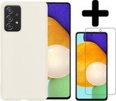 Samsung A52 Hoesje Met Screenprotector - Samsung Galaxy A52 Case Cover - Siliconen Samsung A52 Hoes Met Screenprotector - Wit