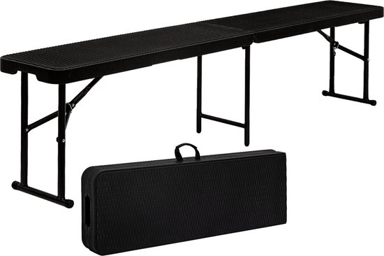 Banc à bière résistant aux intempéries - Pliable 184x30x43 - Banc en plastique aspect rotin