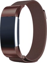 Eyzo Fitbit Charge 2 Band - Roestvrijstaal - Koffiekleur/Bruin - Large