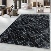 Modern vloerkleed - Marble Square Antraciet Zilver 80x150cm