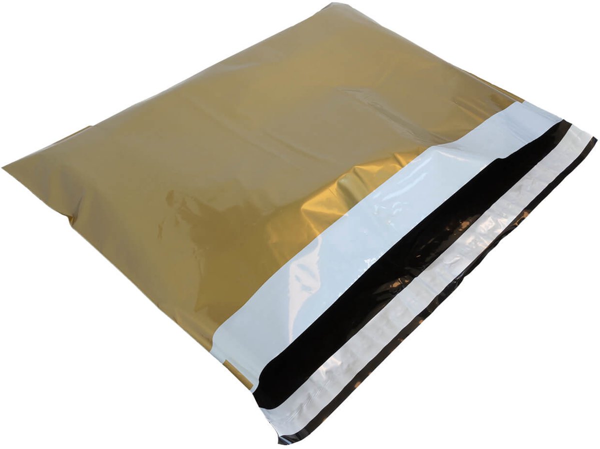 Verzendzakken voor Kleding - 100 stuks - 50x35.3cm - Goud Verzendzakken Webshop - Verzendzakken plastic met plakstrip