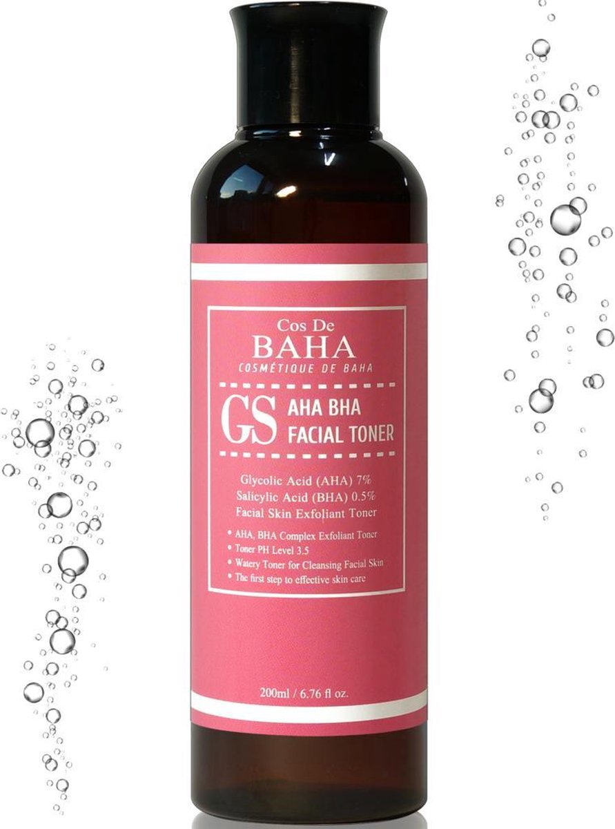 Cos de BAHA AHA / BHA GLYCOLIC Acid 7% Clarifying Toner 200ml - Salicylic Acid 0.5% - Acne Face Wash + Removing Dead Skin Cells, 200ml - Exfoliant - Skin Glow - Popular K Beauty Brand 2022 - Korean Beauty - Toner - Gezichtspeeling - Anti Age