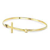 Zilveren smalle Cross Bangle gold-plated