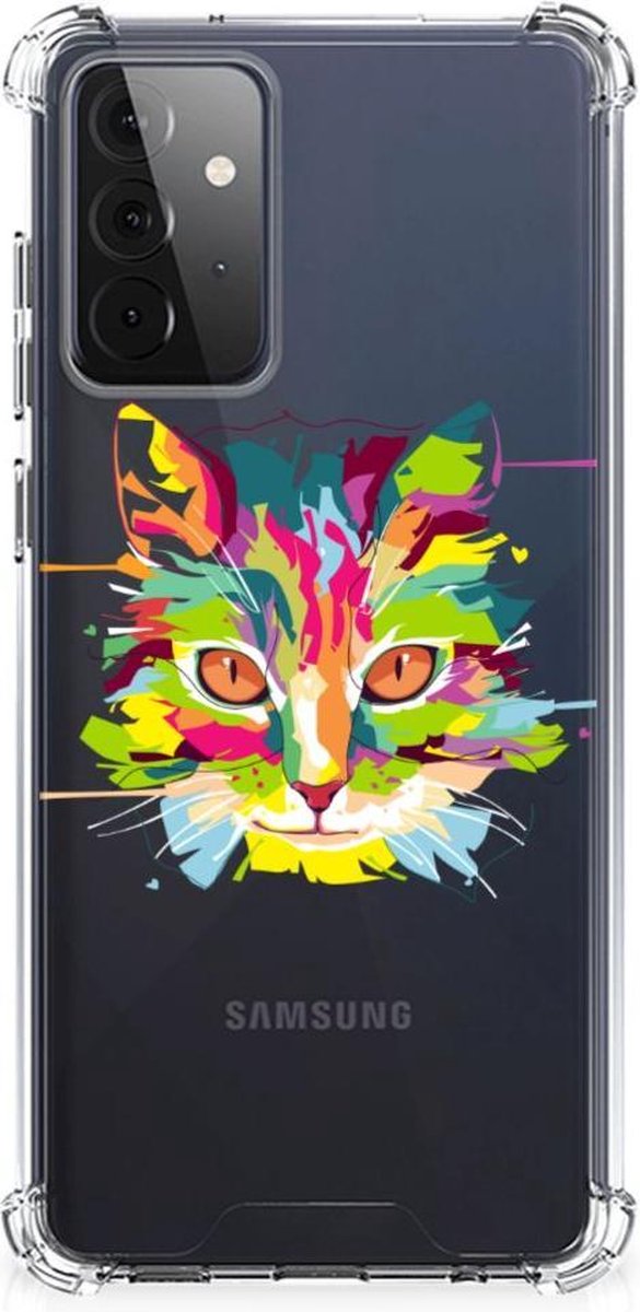 TPU Case Anti-Shock voor Samsung Galaxy A72 4G/5G Stevig Bumper Hoesje Cat Color
