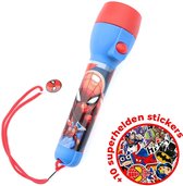 Zaklamp Spiderman voor kinderen | Nachtlamp Spider-man LED + 10 gratis superhelden stickers | werkt op 2 AA batterijen | 16cm | FL02