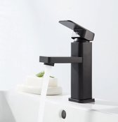 GIMAXX Luxe Wastafelkraan - Zwarte Keukenkraan Zwarte Handgreep - Hoogwaardige Badkamerkraan - Geschikt voor Warm & Koud Water - Zwart