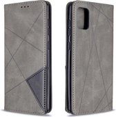 Voor Samsung Galaxy A31 Rhombus Texture Horizontale Flip Magnetische Leren Case met Houder & Kaartsleuven & Portemonnee (Grijs)