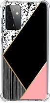 Smartphone hoesje Geschikt voor Samsung Galaxy A72 4G/5G TPU Silicone Hoesje met transparante rand Black Pink Shapes