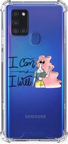 Telefoonhoesje  Samsung Galaxy A21s Leuk Case met transparante rand i Can