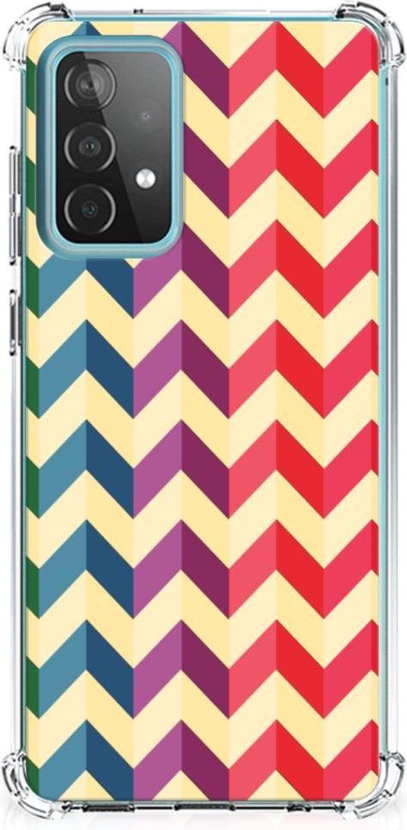 Samsung Galaxy A52 4G/5G Doorzichtige Silicone Hoesje Zigzag Multi Color
