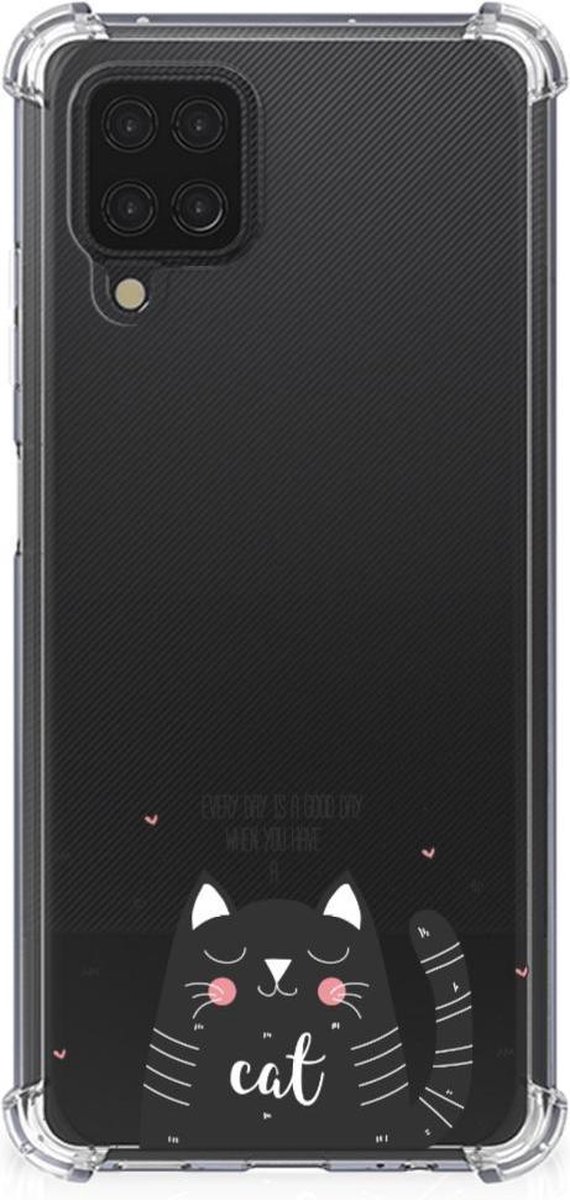 Samsung Galaxy A12 Stevig Bumper Hoesje Cat Good Day