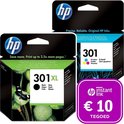 HP 301 - Inktcartridge 301XL Zwart & 301 Kleur