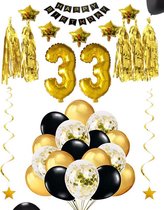 33 jaar verjaardag feest pakket Versiering Ballonnen voor feest 33 jaar. Ballonnen slingers sterren opblaasbare cijfers 33