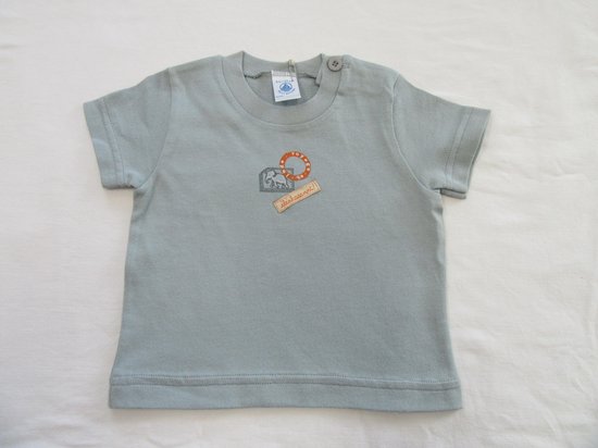 petit bateau , jongens, t-shirt korte mouw, groen ,olifant , 6 maand 67